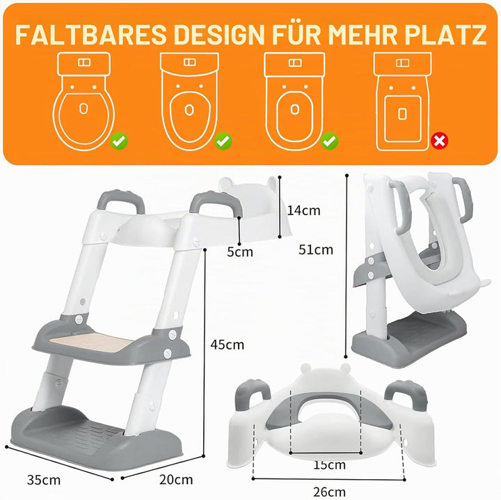 Toilettensitz Kinder Kinder WC, Toilettensitz Toilettentrainer mit Treppe 2-in-1 Verstellbar Toilett