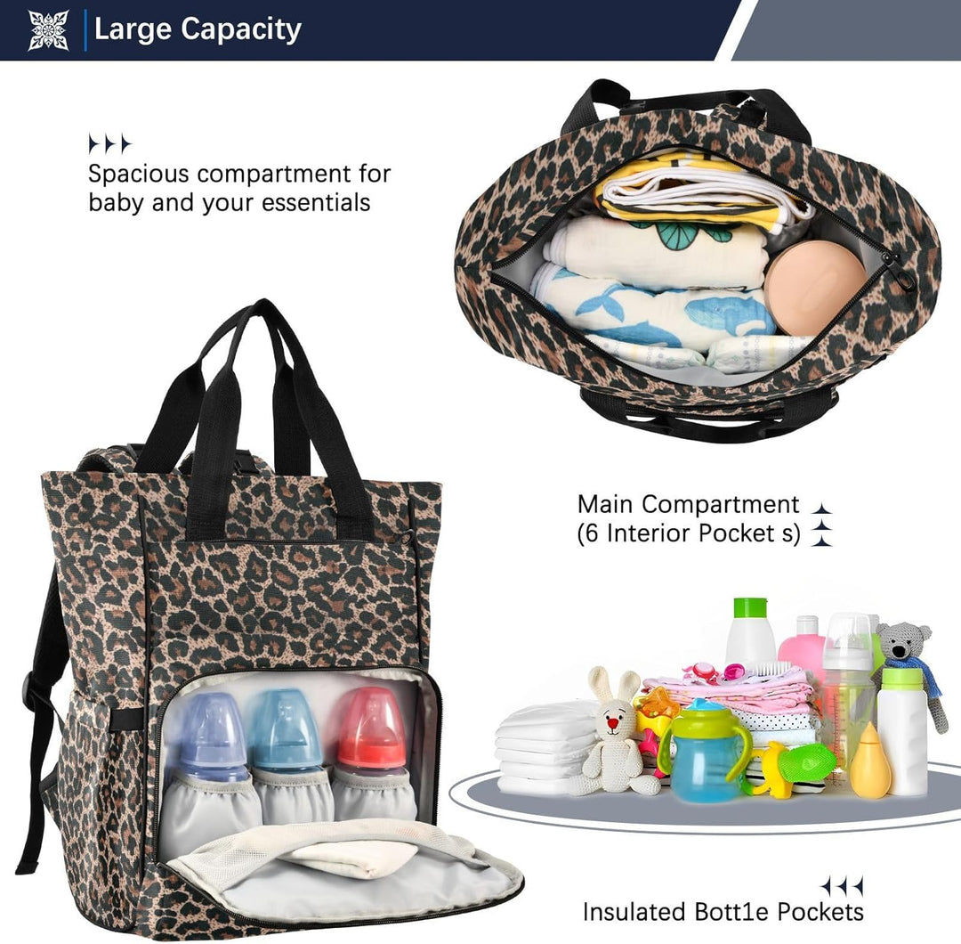 Wickeltasche mit Leopardenmuster, Gepardenmuster, für Damen und Herren, grosser Laptop-Rucksack, Rei