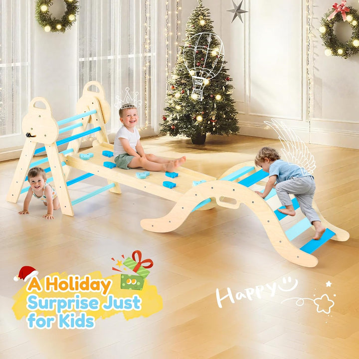 Klettergerüst für Kleinkinder, Kletterleiter aus Holz für Kinder mit gemütlichem Kissen, Indoor-Mont