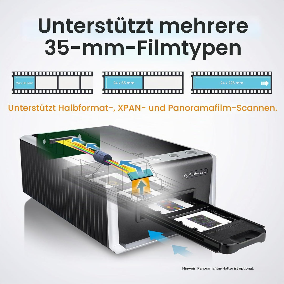 Plustek OpticFilm 135i - Automatischer Film- und Diascanner, Stapelkonvertierung von 35-mm-Dias und