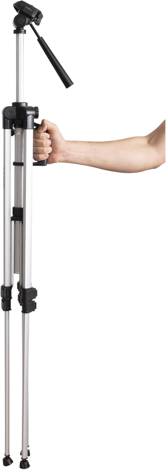 STIER Stativ 160, Baustativ aus Aluminium, Arbeitshöhe 57 bis 161 cm, 360° Drehfunktion, Neigungsfun