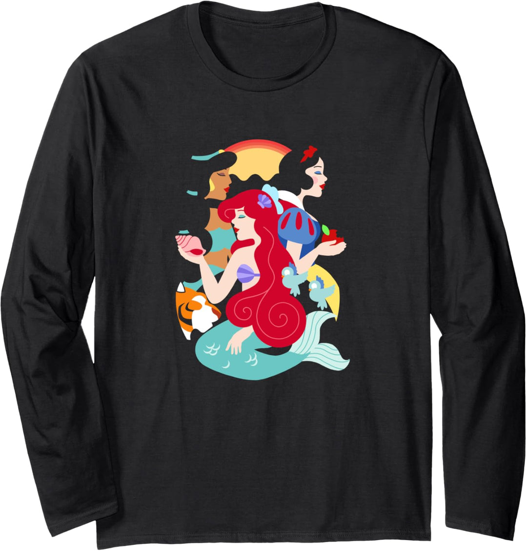 Disney Princess Ariel Snow And Jasmine Artsy Portrait Langarmshirt