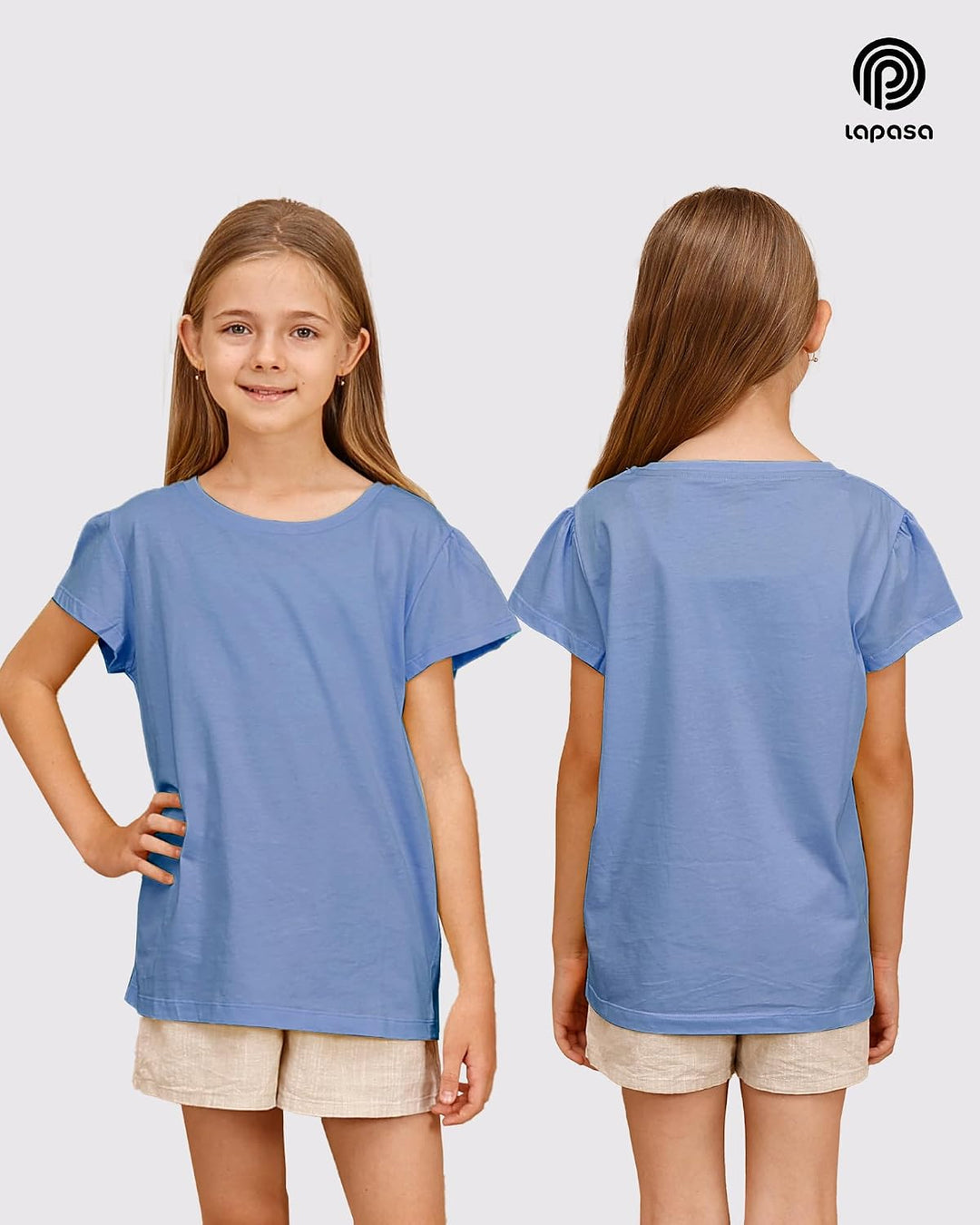 LAPASA Kinder T Shirt 100% Baumwolle 4er Pack Unisex 3-13 Jahre/ 95-165 Jungen Jungs Sport Tshirt K0