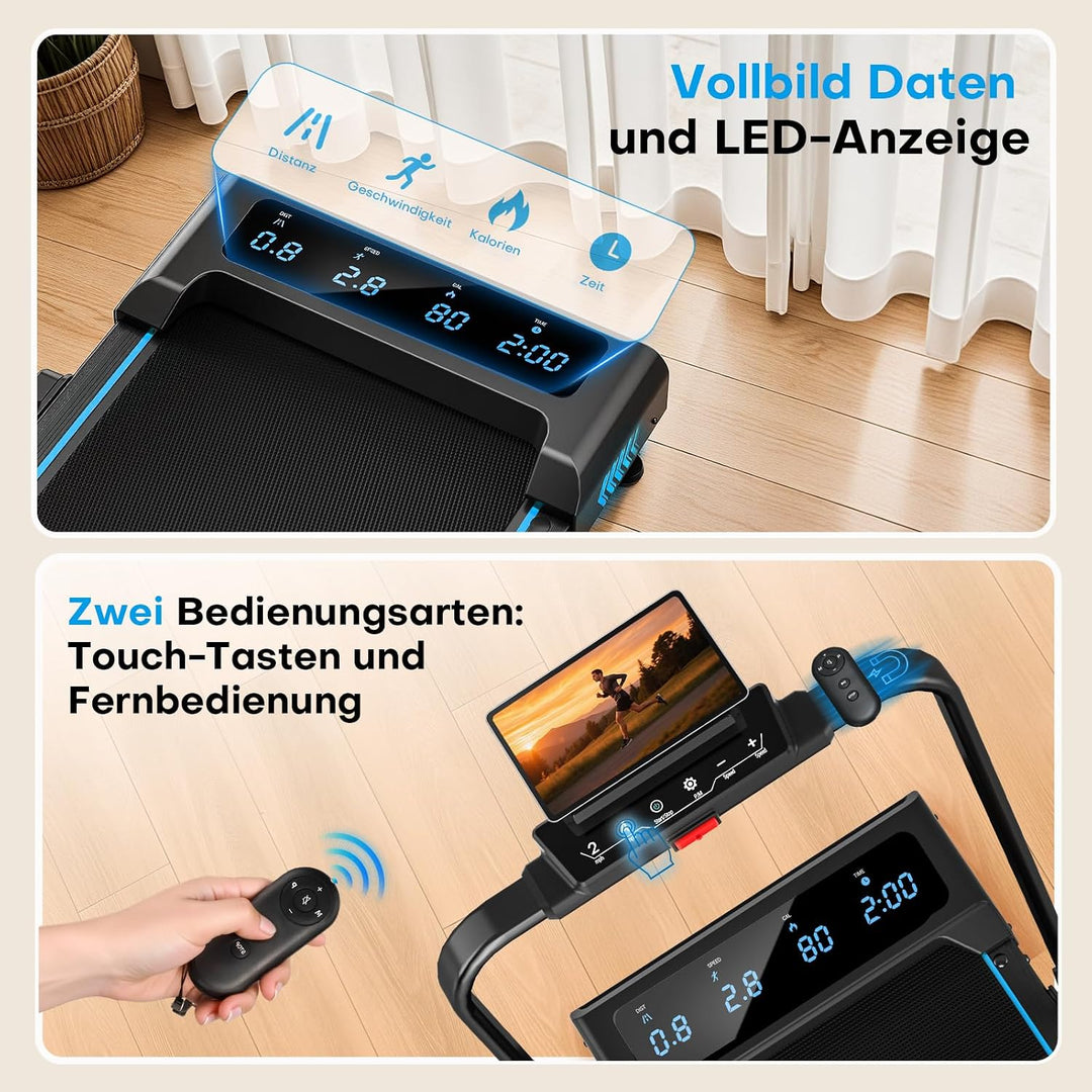 Laufband für Zuhause, 5 in 1 Walking Pad, 12km/h Klappbar Laufband mit 9% Steigung, 2.75HP Walking M