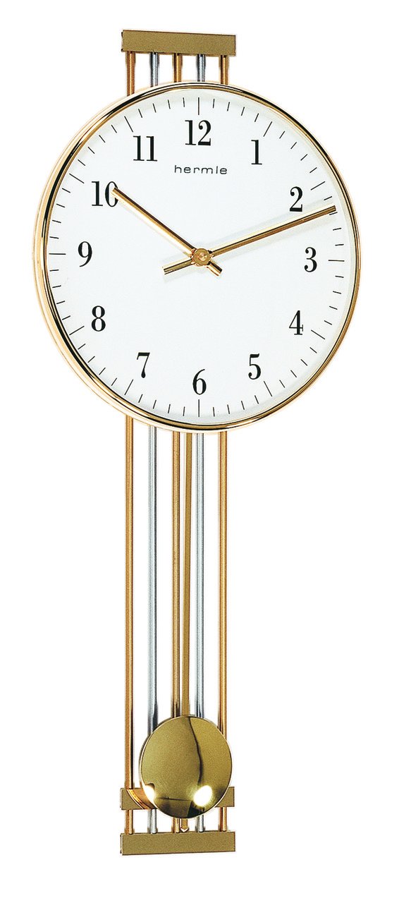 Hermle Uhrenmanufaktur Wanduhr, Metall, Gold, 56cm x 24cm x 7cm