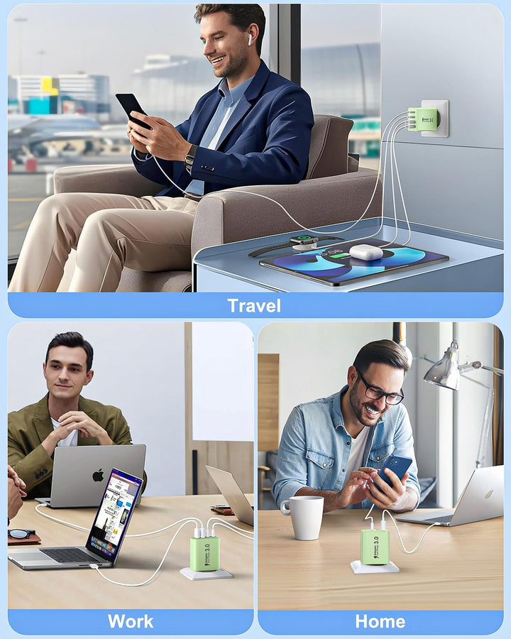 USB C Ladegerät, 2-Pack 40W 4 Ports USB C Stecker Schnellladegerät Mehrfach Ladestecker mit PD+QC Po