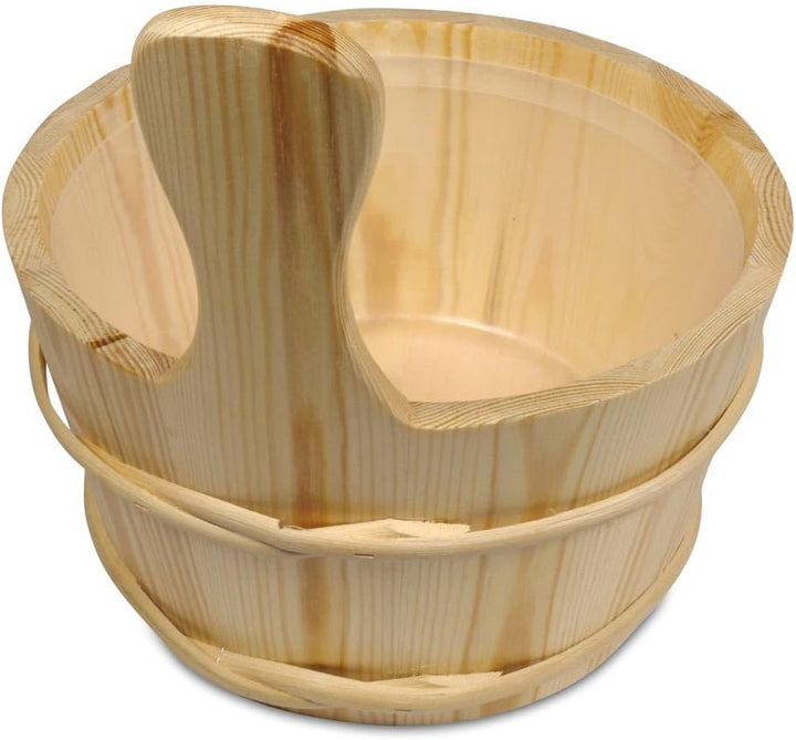 Sauna Kübel 4 L aus Birkenholz mit Kunststoffeinsatz - Traditioneller Saunaeimer Ø 25,5 cm mit Holzr