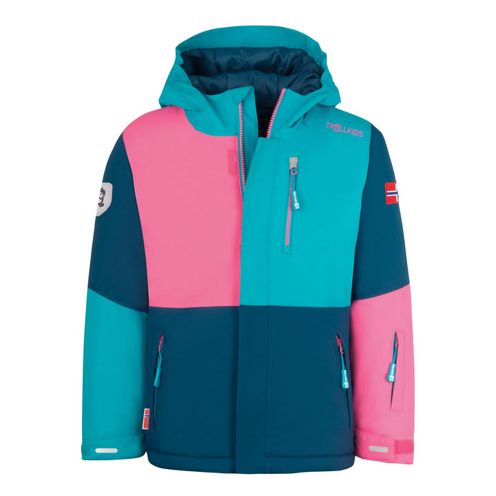 Trollkids Girls Hallingdal Jacket Dark Turquoise/Madeira Blue 92, Dark Turquoise/Madeira Blue 92