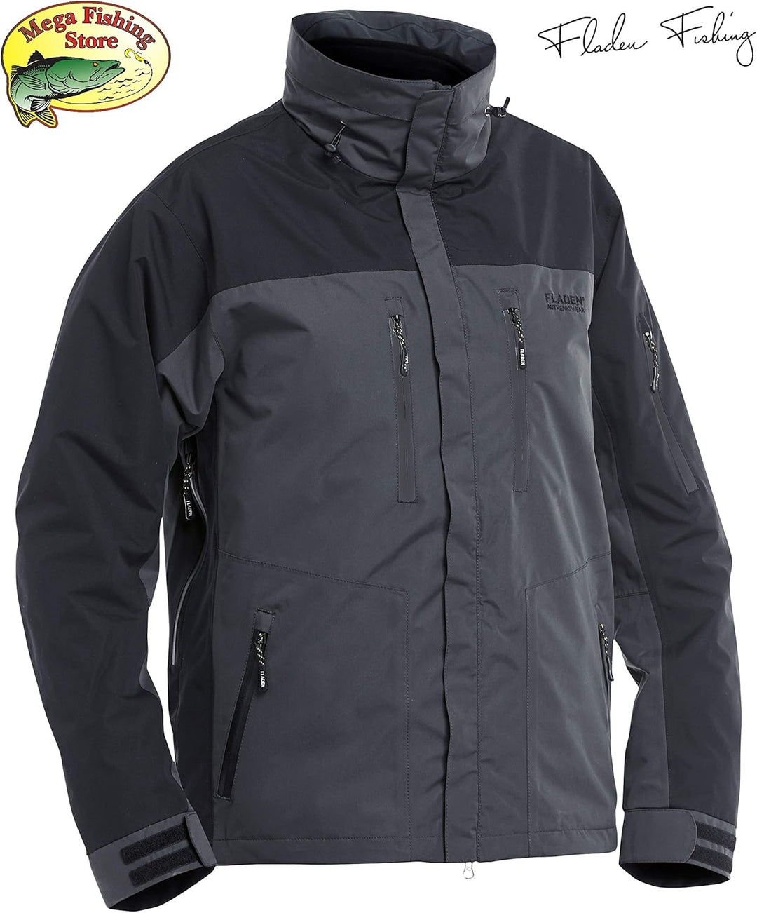 FLADEN Authentic Wear 3in1 Outdoor Thermo Anzug - Grau-Schwarz - Allwetter Angel Jacke & Hose - inkl