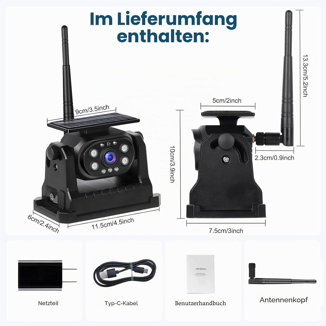 Podofo Drahtlose Rückfahrkamera Stabiles WiFi, 1080P Rückfahrkamera mit Wasserdicht, Solaraufladung,