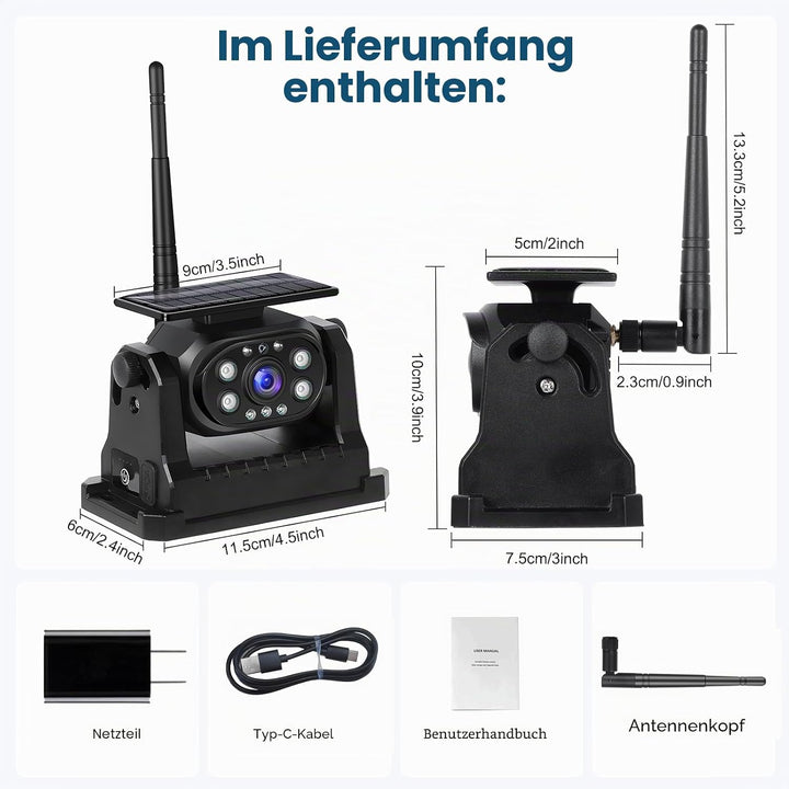 Podofo Drahtlose Rückfahrkamera Stabiles WiFi, 1080P Rückfahrkamera mit Wasserdicht, Solaraufladung,