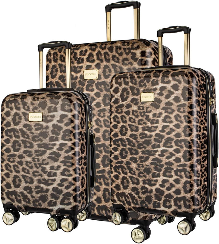 Koffer Reisekoffer Hartschalen Trolly Puccini® Beverly Hills (Leopard Beige 6, Set: Gross + Mittelgr