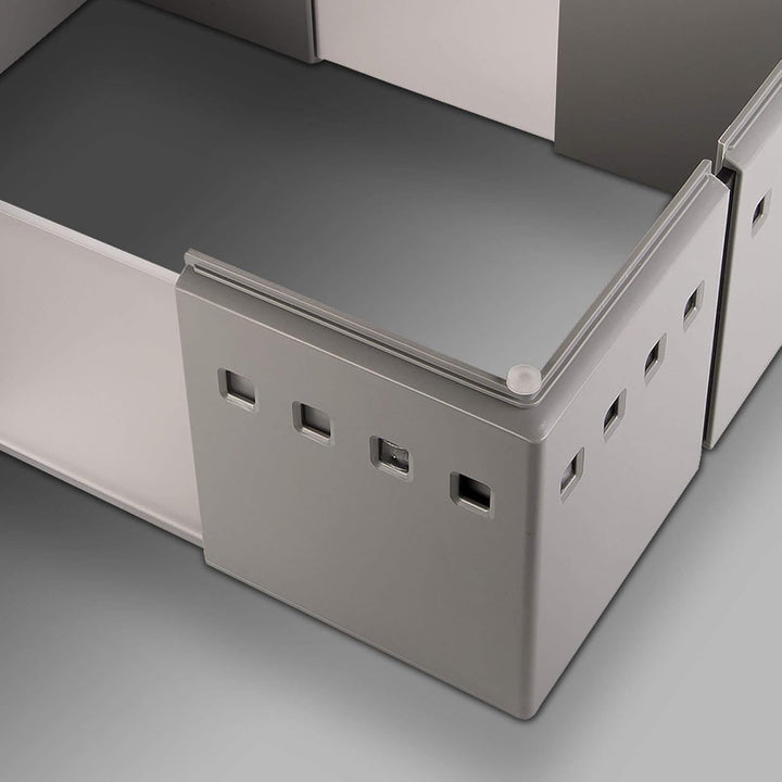 4er Set SO-TECH® CuisioFlex Trennwand Organisationsrahmen Aluminiumgrau/Weiss transluzent 4 Stück -