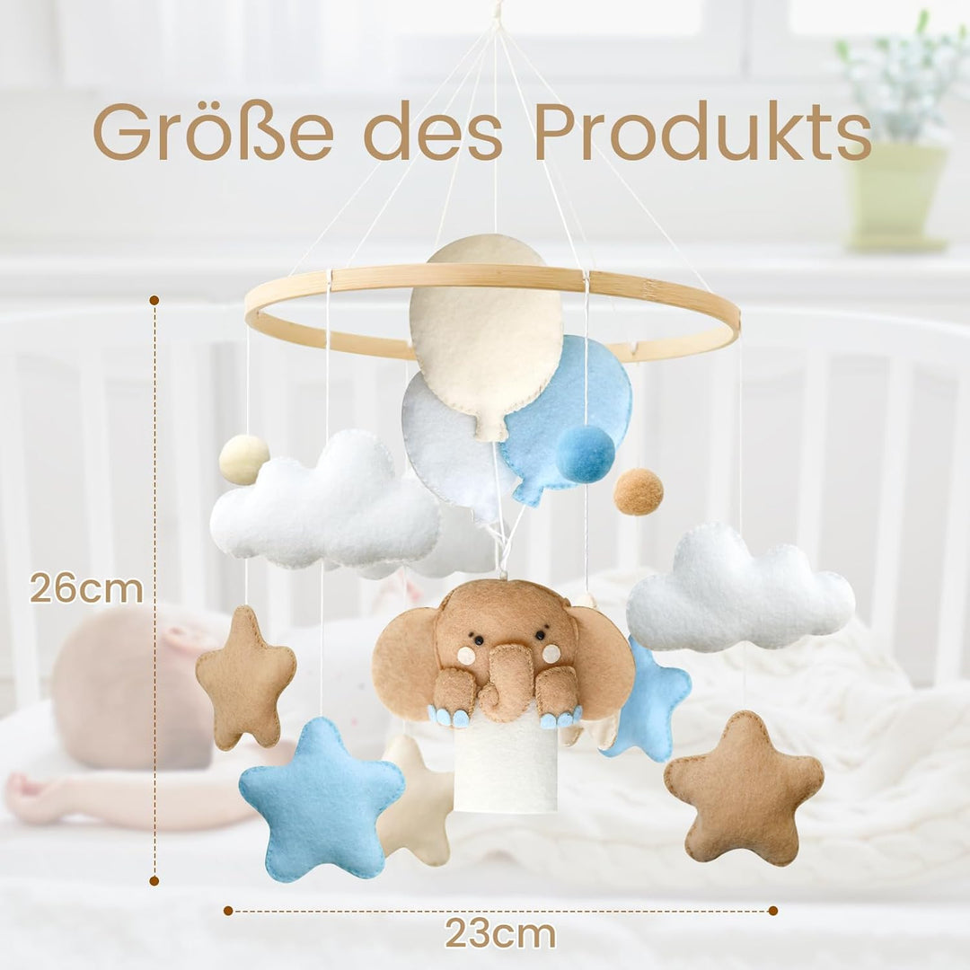 Tiere Mobile Baby Windspiele, 3D Heissluftballon Elefanten Baby Mobile für Bett, Babybett Mobile Wic