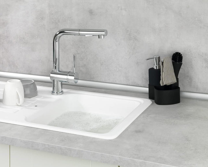 WENKO Spül-Set Mod. Empire, 4 in 1 - Spülmittelspender, Spülbürste, Spültuchhalter & Organizer, hoch