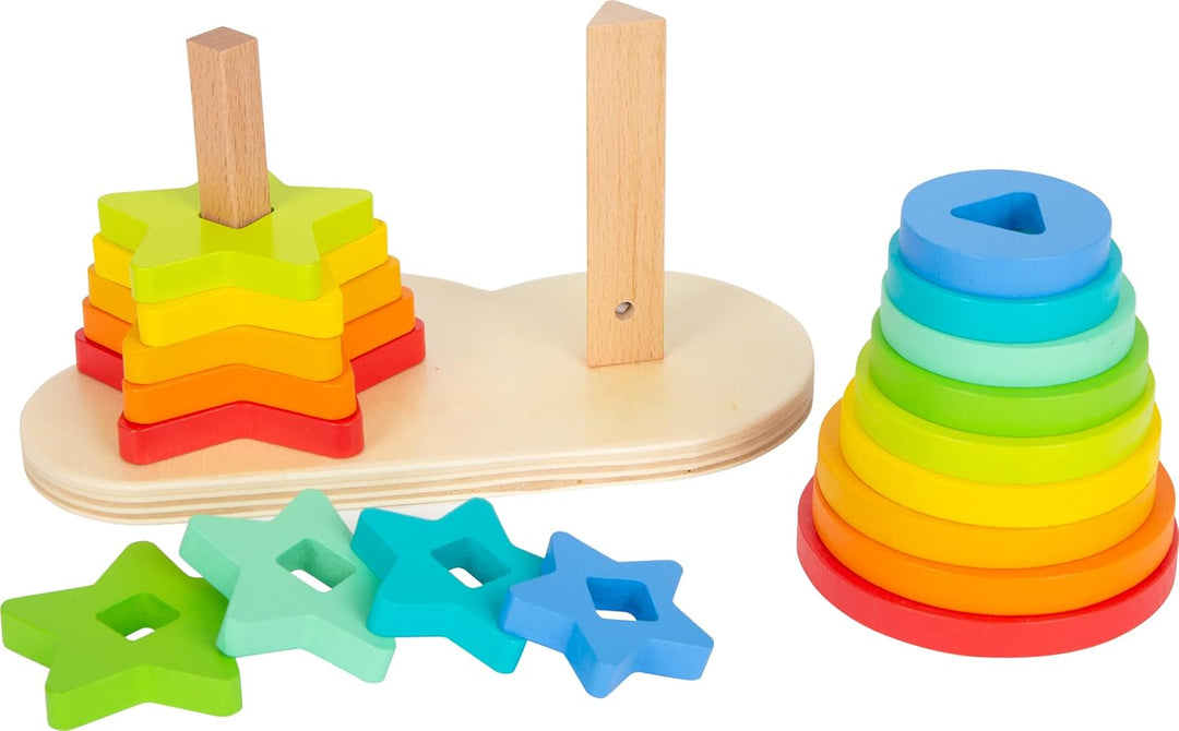 small foot Steckspiel Regenbogen, Förderung der Feinmotorik durch Stapeln, Stecken und Sortieren, ab