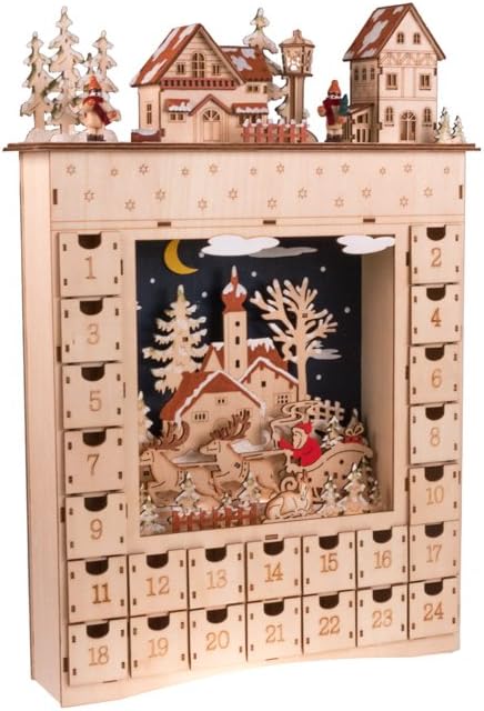 Clever Creations - Adventskalender mit Dorf-Motiv - 24-Tage-Diorama für den Weihnachtscountdown - ho