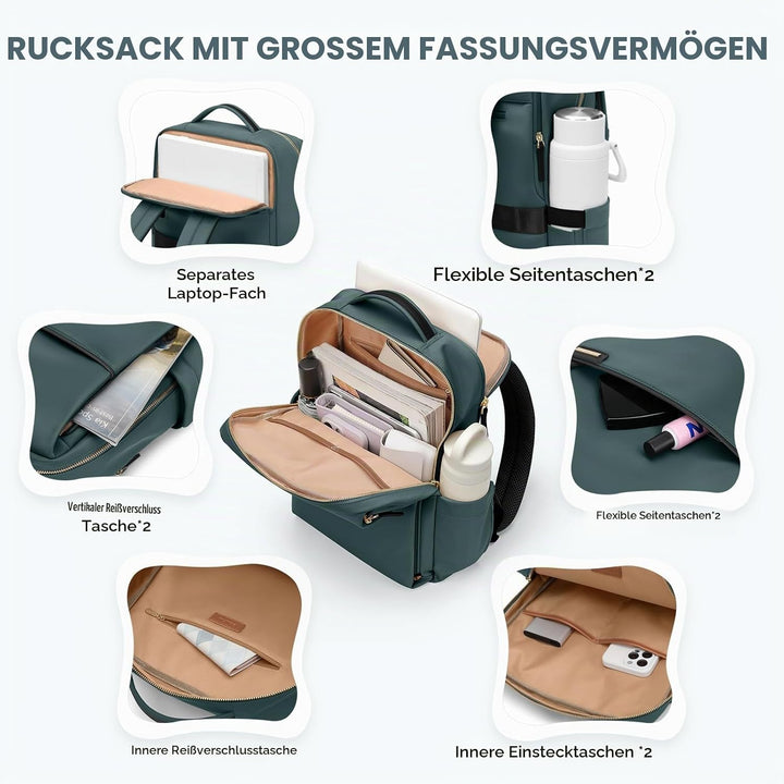 Laptop Rucksack, Rucksack Handgepäck 16 Zoll, Rucksack Damen und Herren, Taagesrucksäcke Wasserdicht