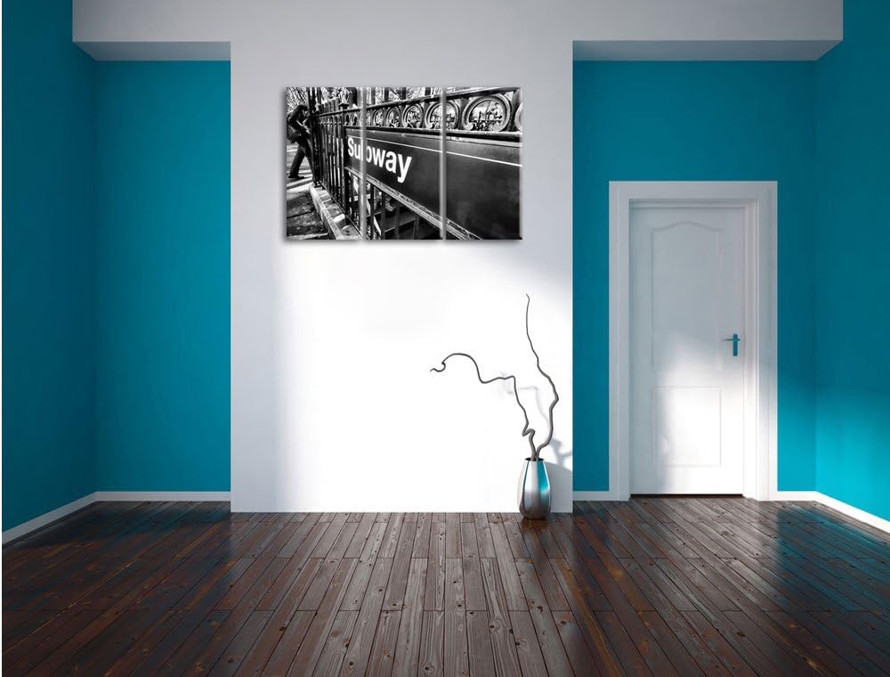 Pixxprint U-Bahn Subway als Leinwandbild/Grösse: 3 Teilig (120x80 cm) cm/Wandbild/Kunstdruck/fertig
