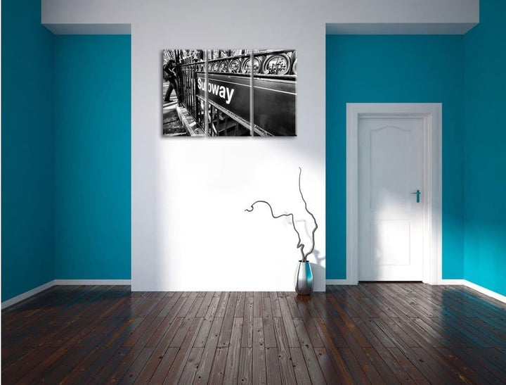 Pixxprint U-Bahn Subway als Leinwandbild/Grösse: 3 Teilig (120x80 cm) cm/Wandbild/Kunstdruck/fertig