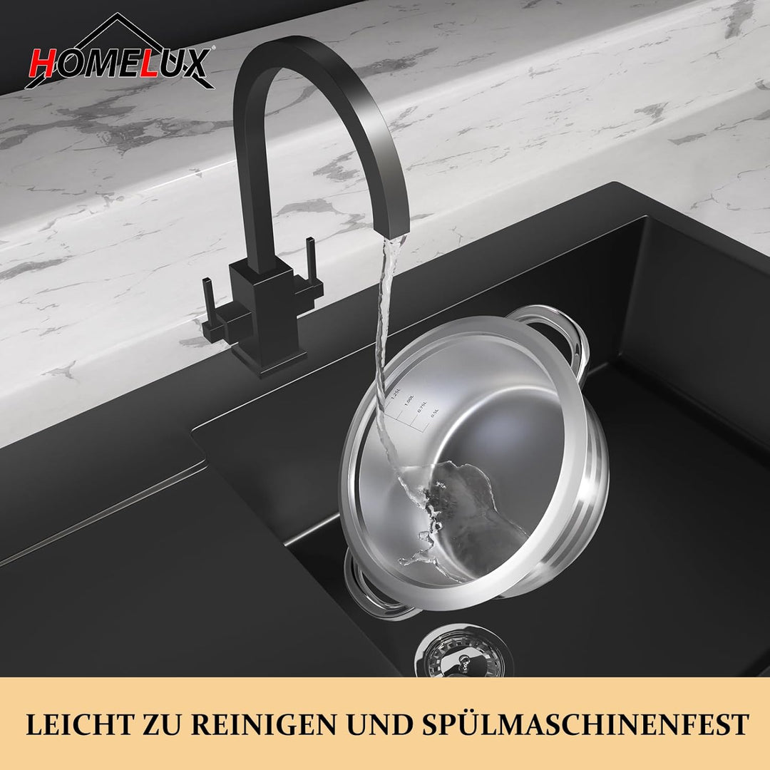 Homelux Topfset edelstahl Kochtopf Set Induktion Töpfe Set 10-teilig Topf mit Glasdeckel, Spülmaschi