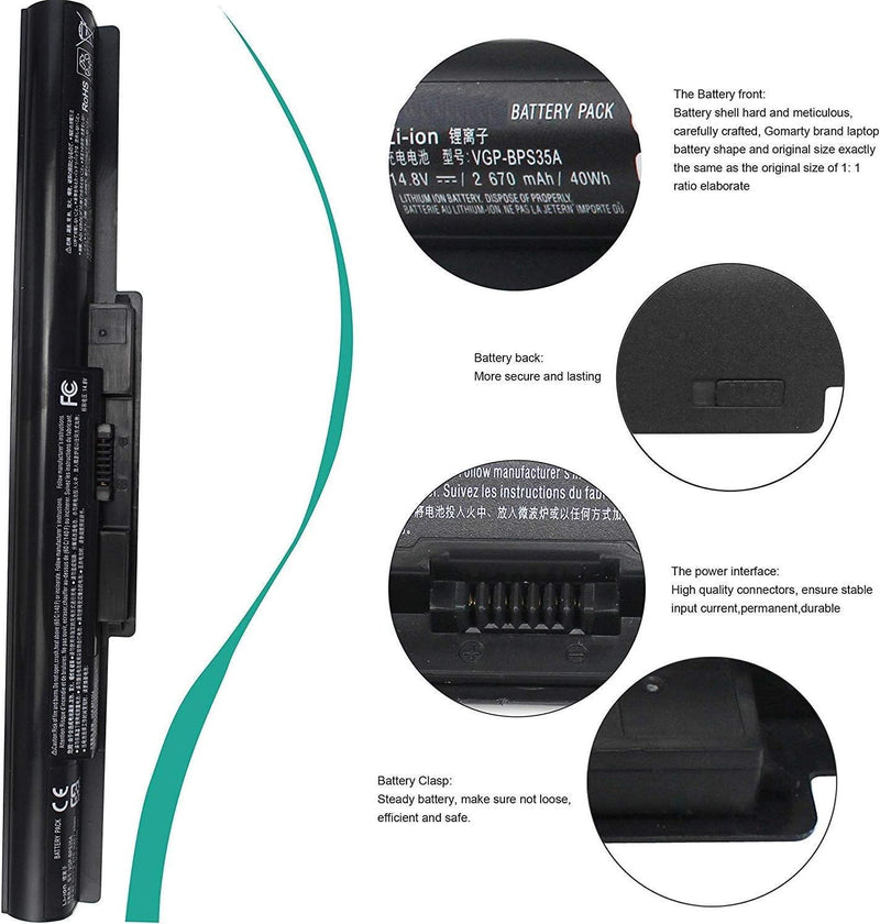 VGP-BPS35 Laptop Batterie Ersatz für Sony Vaio 14E 15E SVF142 SVF15 Series:SVF15218SC SVF152C29L SVF