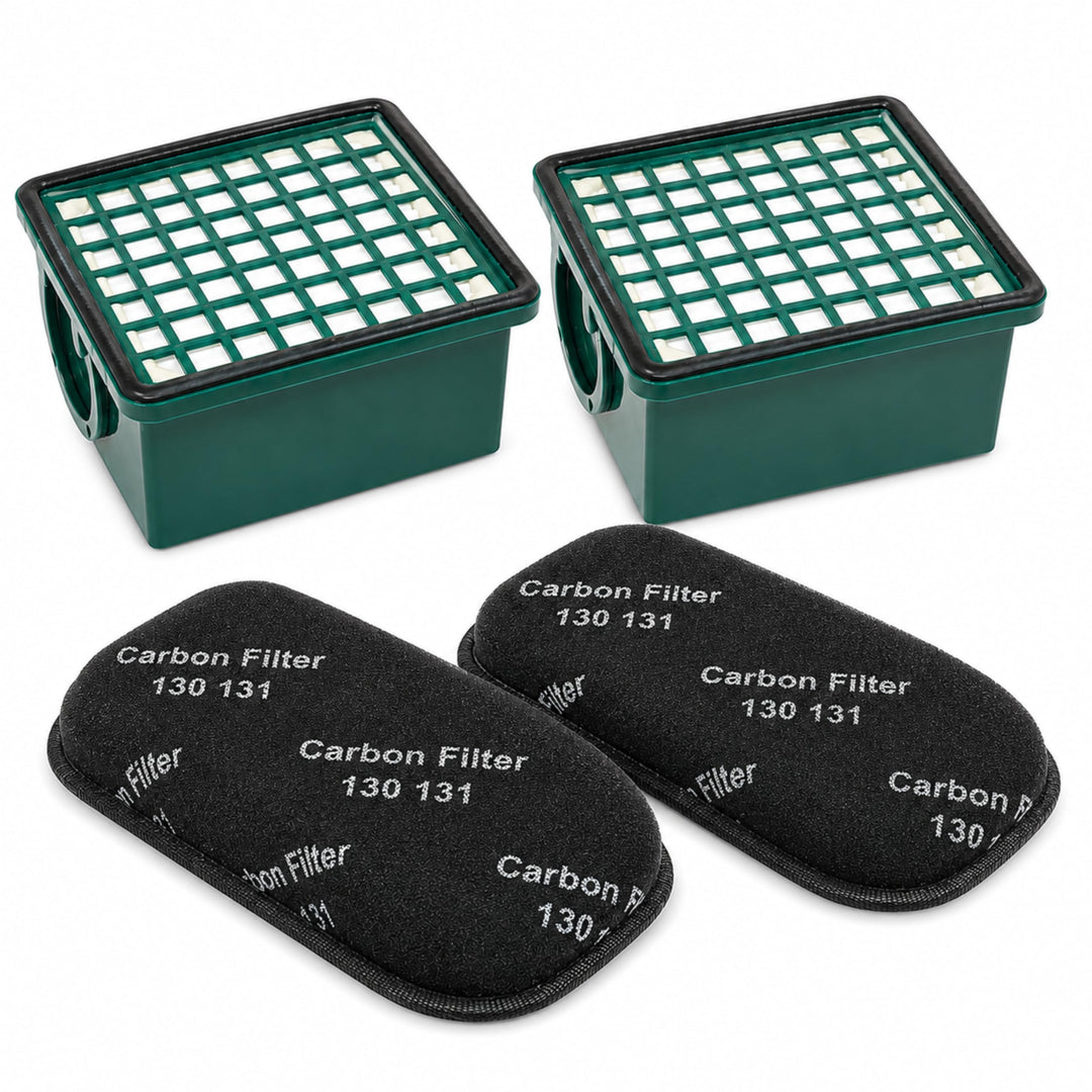 DeClean 2 x HEPA-Filter, 2 x Aktiv-Geruchsfilter Motorfilter kompatibel mit Vorwerk Kobold VK 130 13
