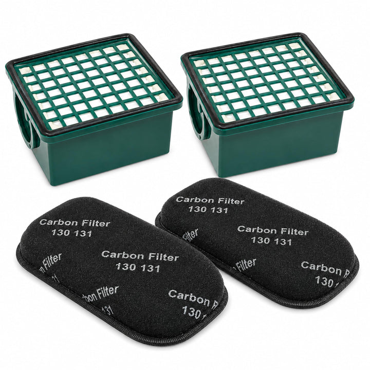 DeClean 2 x HEPA-Filter, 2 x Aktiv-Geruchsfilter Motorfilter kompatibel mit Vorwerk Kobold VK 130 13