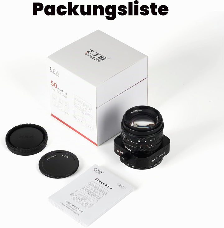 7artisans 50mm F1,4 Tilt-Shift-Objektiv mit APS-C-Rahmen und 2-in-1 kompatibel für spiegellose Olymp