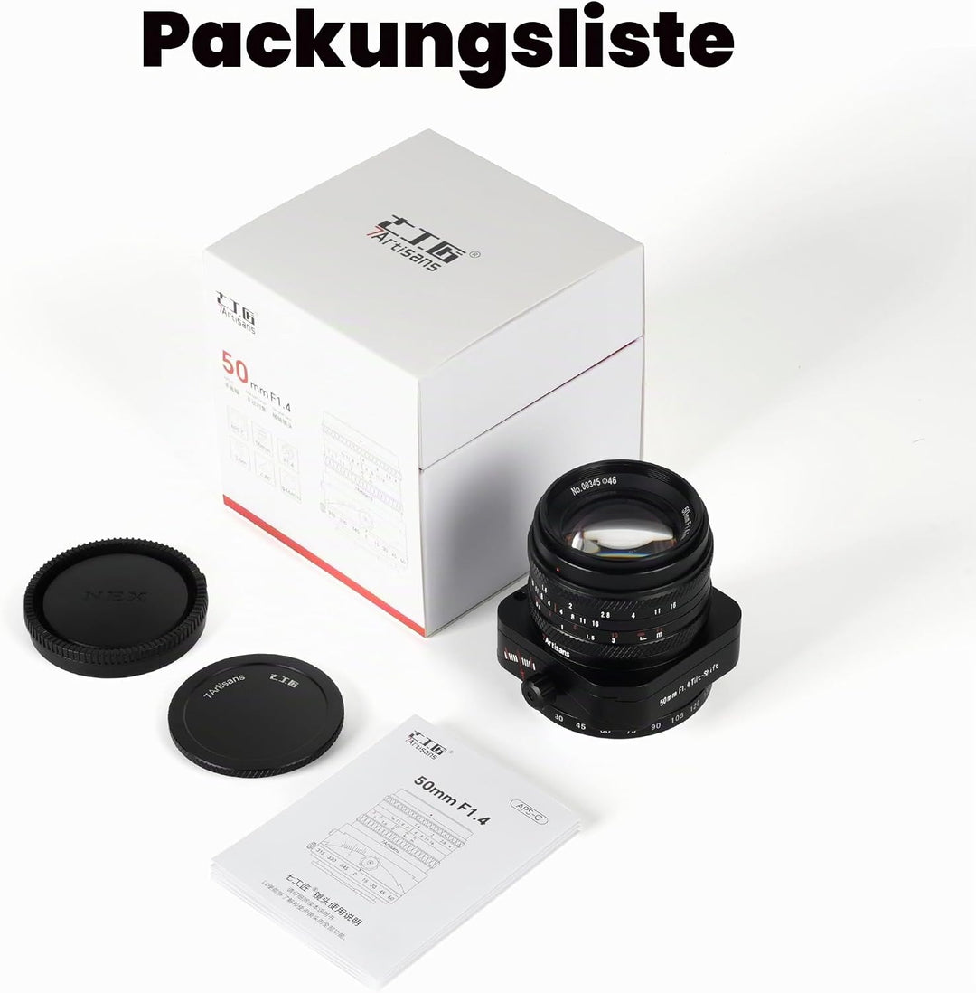 7artisans 50mm F1,4 Tilt-Shift-Objektiv mit APS-C-Rahmen und 2-in-1-Kompatibilität für spiegellose F