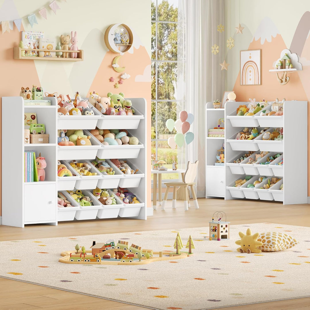 FOREHILL Kinderregal mit 12 Boxen Kinderschrank Holz Bücherregal für Kinder Aufbewahrungsbox Kinderz