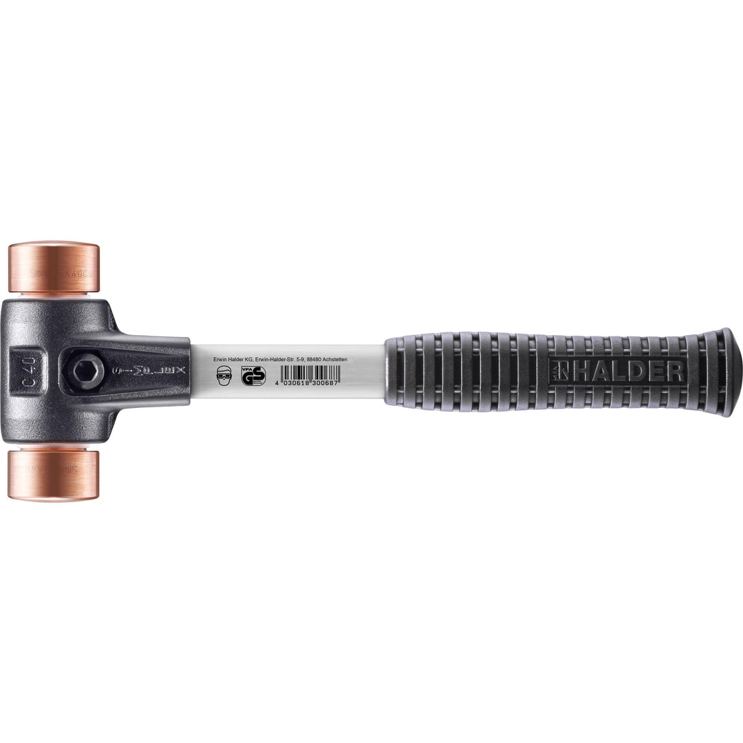 SIMPLEX-Schonhammer mit verstärktem Stahlgussgehäuse und Fiberglasstiel, Ø 40, Kupfer Ø=40 mm, Ø=40