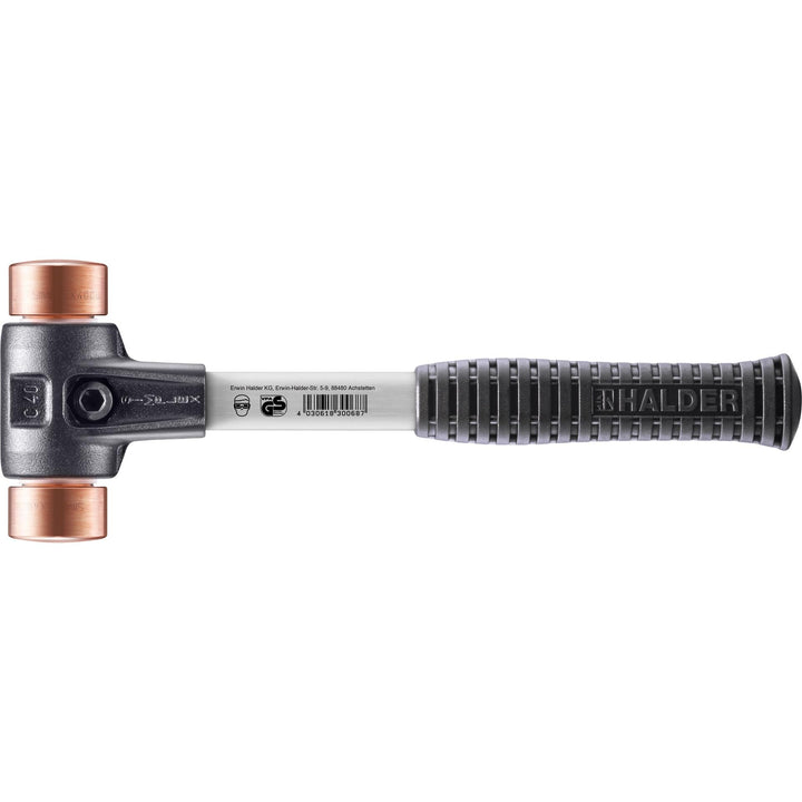 SIMPLEX-Schonhammer mit verstärktem Stahlgussgehäuse und Fiberglasstiel, Ø 40, Kupfer Ø=40 mm, Ø=40
