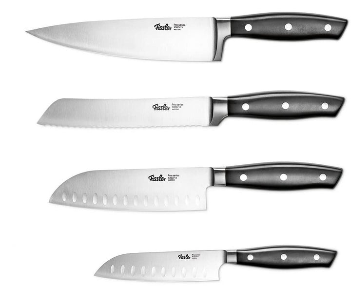 Fissler PROFI Messerset 4 tlg, Spezialklingen-Edelstahl geschmiedet - scharf, Rostfrei, Küchenmesser