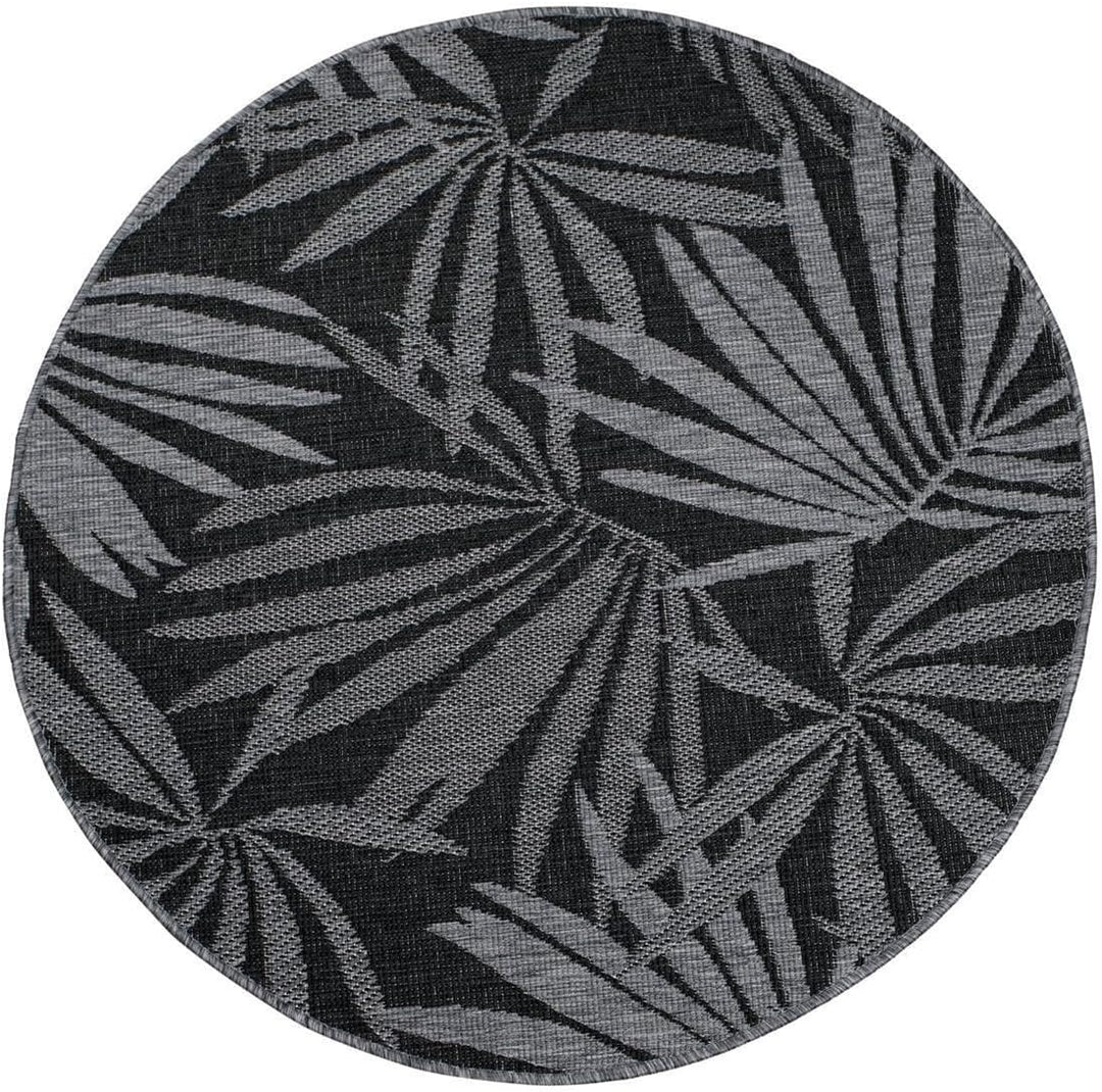 carpet city Outdoor Teppich Wetterfest 160 cm Rund - Grau-Anthrazit - Wendeteppich, Beidseitiges Flo