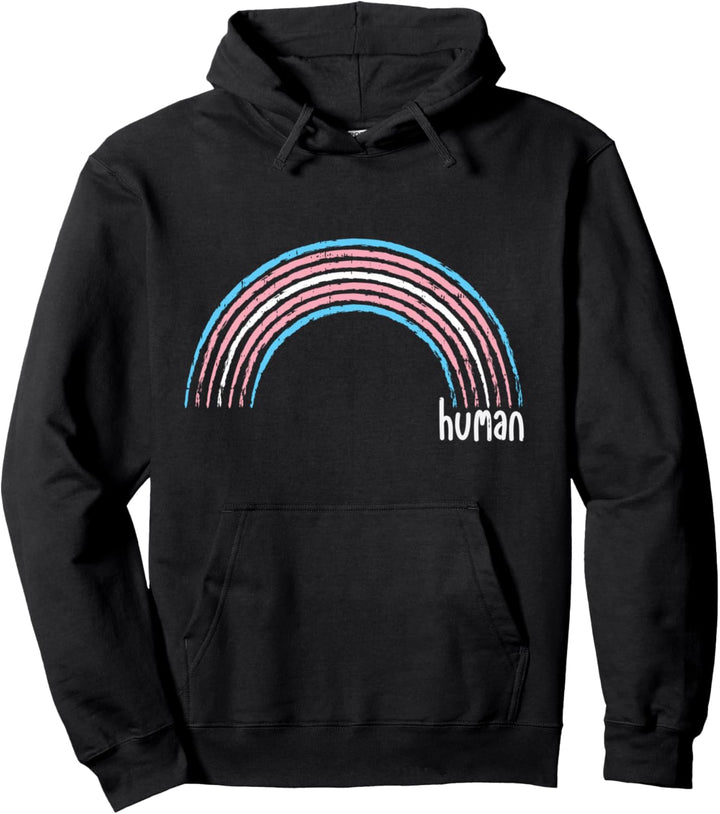 Transgender Rainbow Human Trans Pride Transsexual LGBT Gift Pullover Hoodie