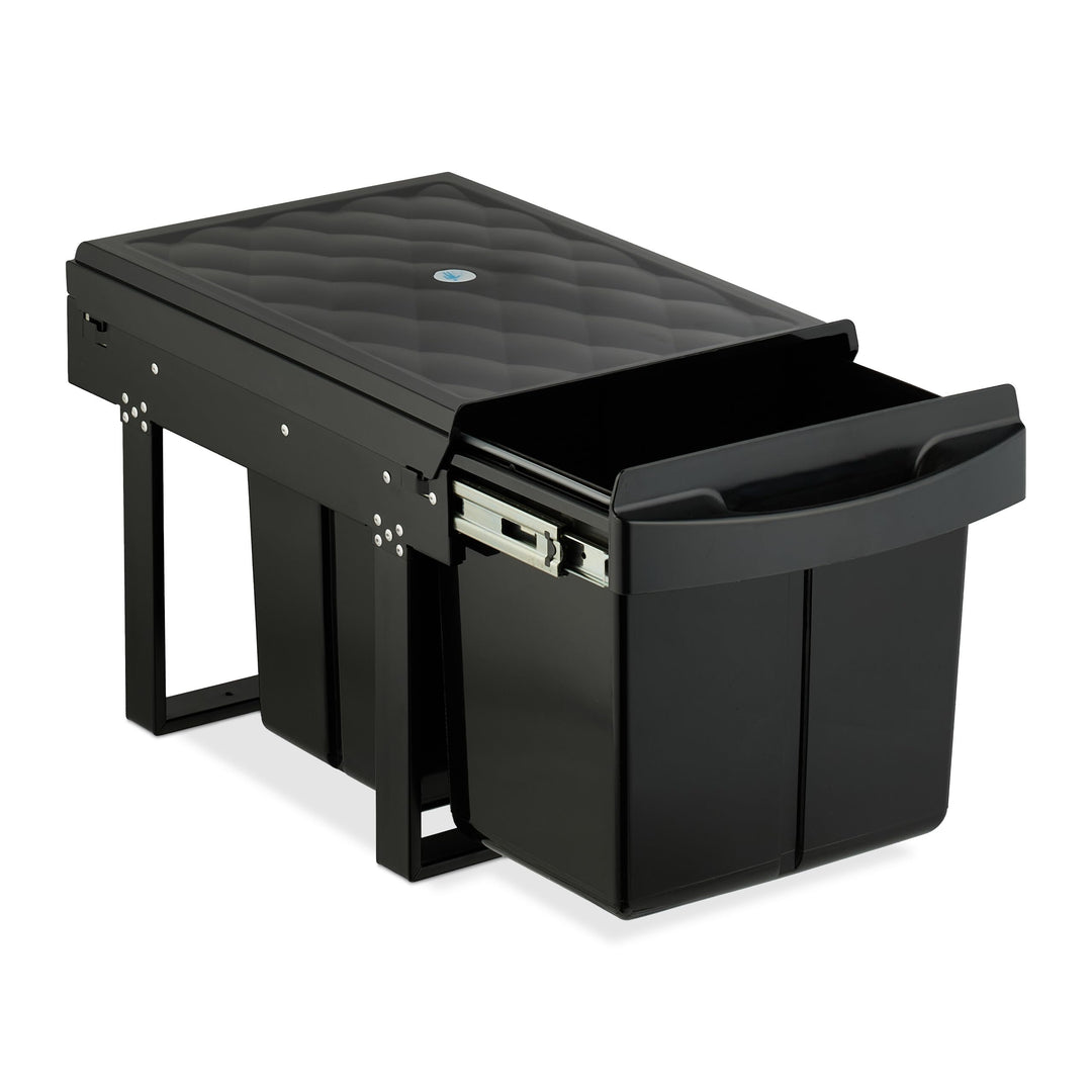 Relaxdays Einbaumülleimer, 3 Fächer, 15l & 2X 8l, HBT: 34,6 x 34 x 51,8 cm, ausziehbar, Müllsystem U