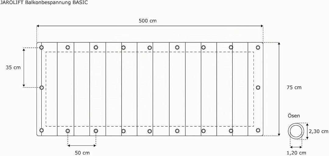 jarolift Balkonbespannung Basic, Balkon Sichtschutz Windschutz Sonnenschutz Balkon-Verkleidung, Wass