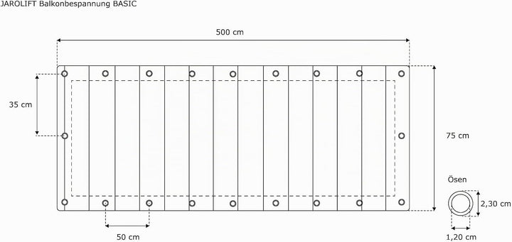 jarolift Balkonbespannung Basic, Balkon Sichtschutz Windschutz Sonnenschutz Balkon-Verkleidung, Wass