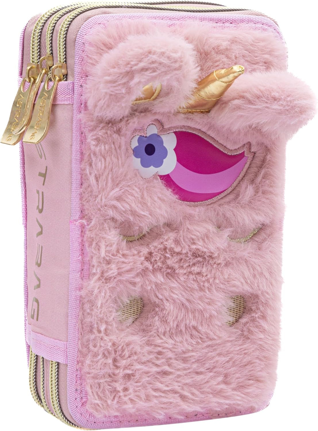 Goldkids - Federmäppchen 3 Fächer - Mäppchen für Mädchen - Federmappe 3-Fach Federtasche Gefüllte Sc