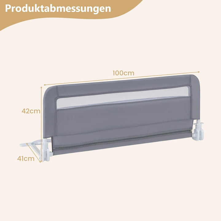 COSTWAY Bettgitter klappbar für Kleinkinder, 100 x 42 cm Bettschutzgitter mit Sicherheitsgurt & abne
