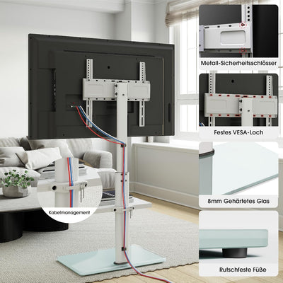 AOKCOS TV Ständer TV Bodenständer für 32-70 Zoll Fernseher bis zu 40 KG, TV Standfuss mit 2 Stufigen