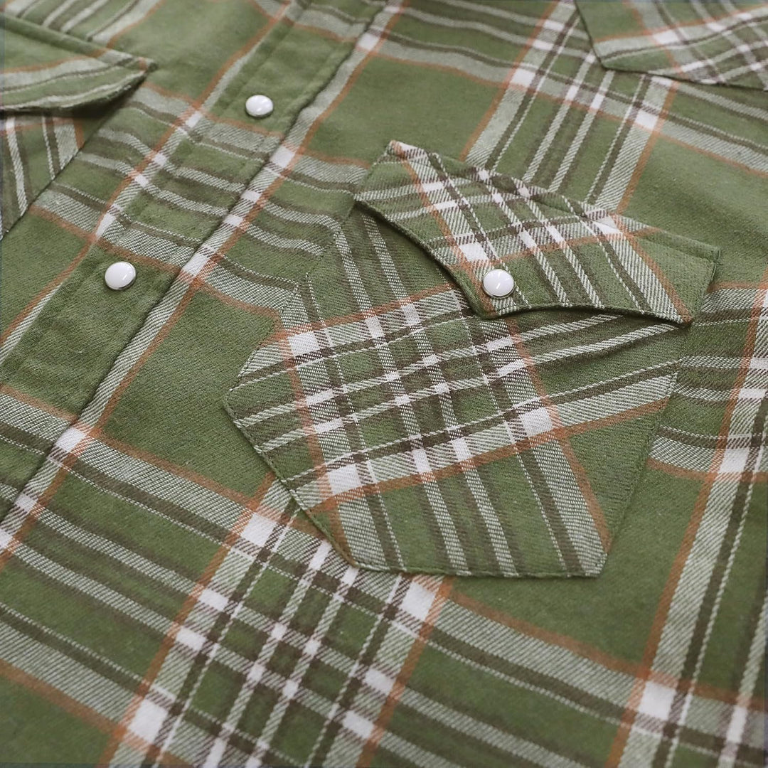 Dubinik® Herren Flanellhemd Flanellhemd Herren Kariert Western Cowboy Vintage Langarm Druckknöpfe Ba