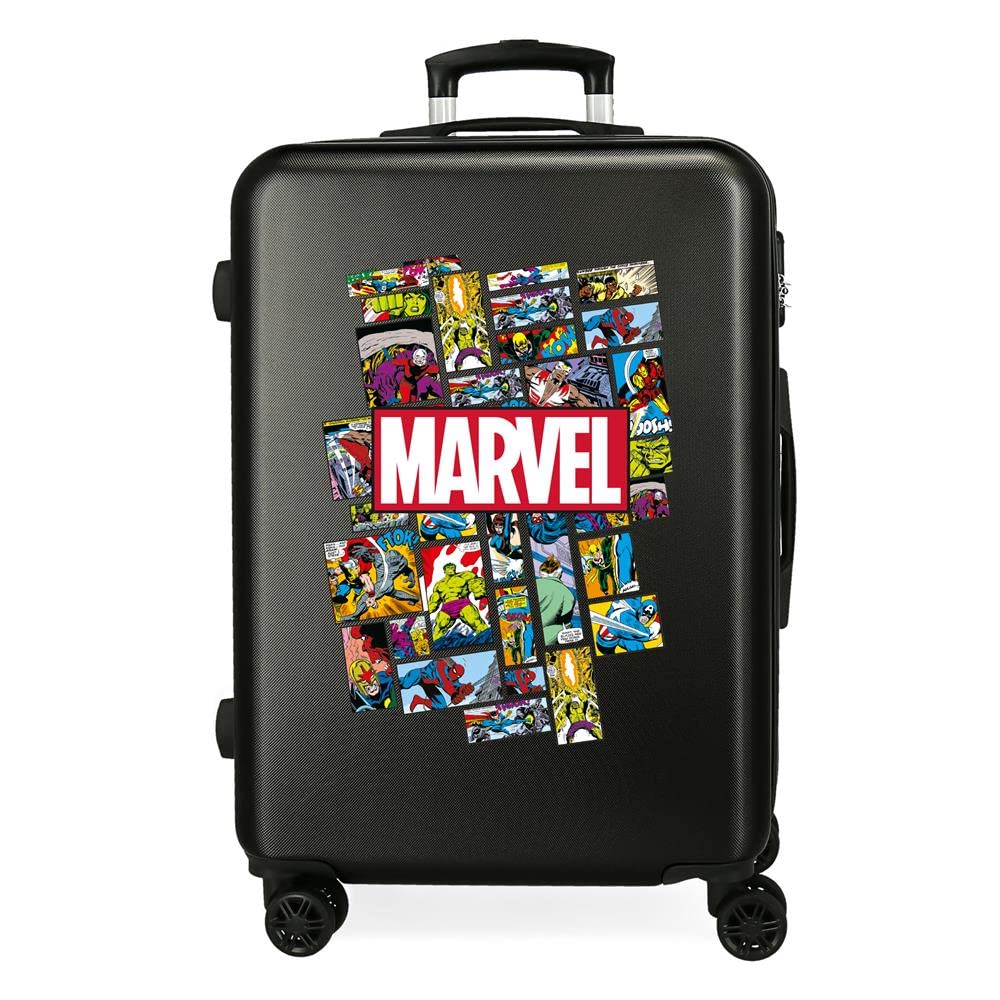 Marvel Avengers Comic Mittlerer Koffer Schwarz 48x68x26 cms Hartschalen ABS Kombinationsschloss 70L