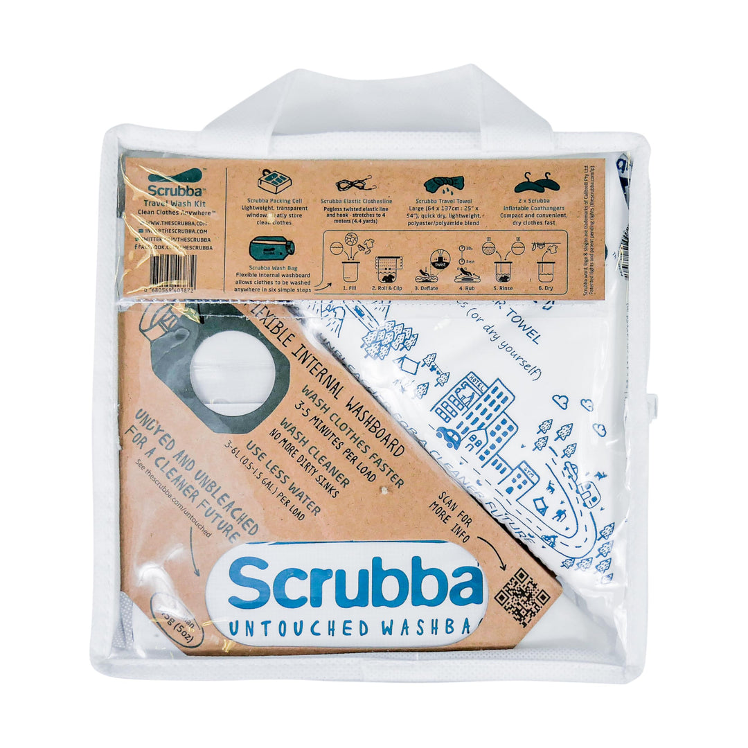 Scrubba Waschbeutel Set 2.0 – Tragbare Reise-Waschmaschine für Hotel und Reisen - Leichter, Kleiner