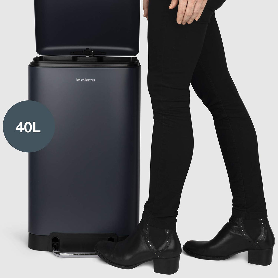 Les Collectors Tret-Mülleimer N°871 / Edelstahl/dunkelblau, 40 L/rechteckig und praktisch, Metall, D