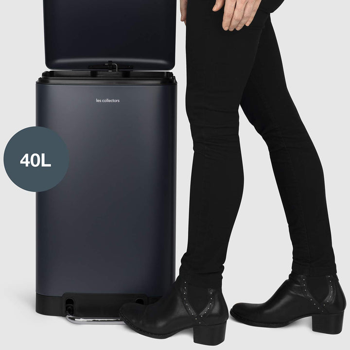 Les Collectors Tret-Mülleimer N°871 / Edelstahl/dunkelblau, 40 L/rechteckig und praktisch, Metall, D