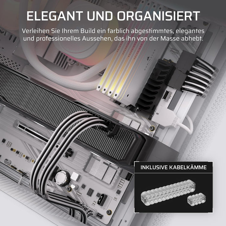 Corsair Elite Premium Pro-Kit mit Einzeln Ummantelten Typ 5-Netzteilkabeln – Flache Kabelkämme, Drei
