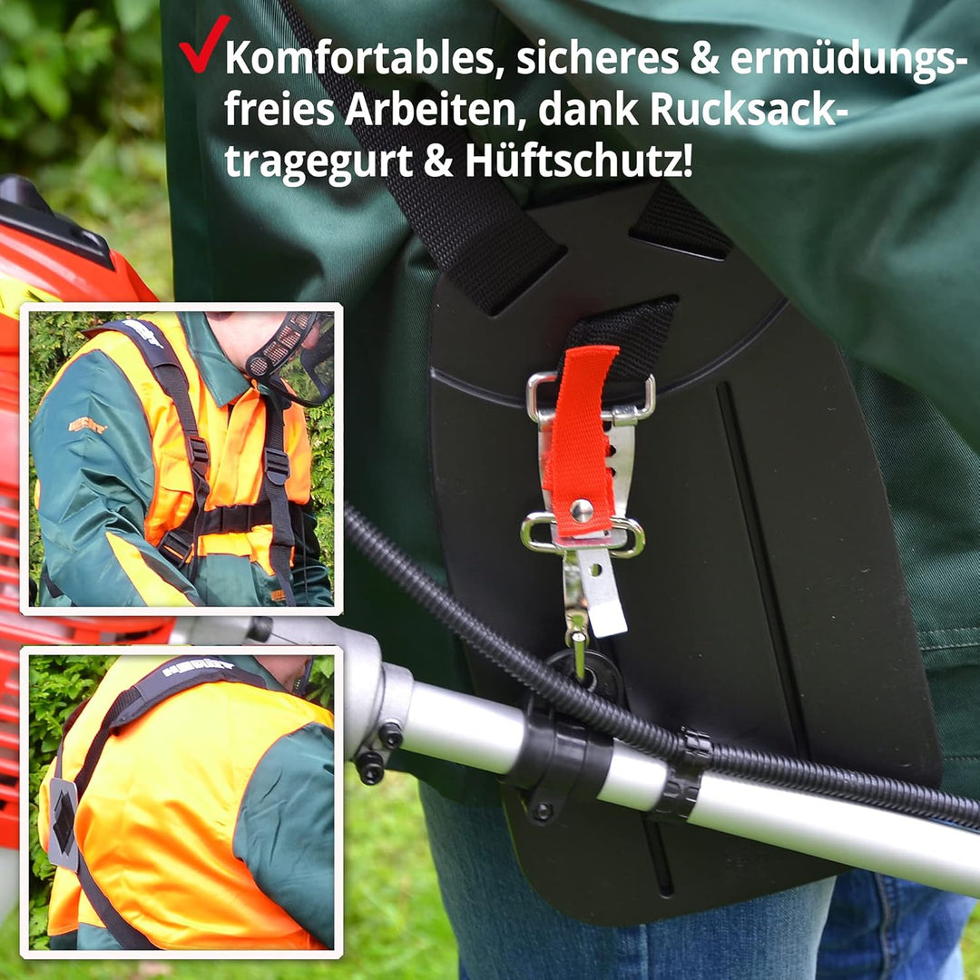 HECHT Benzin Freischneider Motorsense mit 2-Takt-Motor mit 2 PS – 43 cm und 25,5 cm Schnittkreis – i