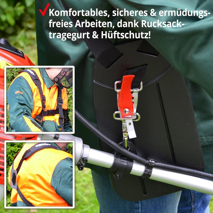 HECHT Benzin Freischneider Motorsense mit 2-Takt-Motor mit 2 PS – 43 cm und 25,5 cm Schnittkreis – i